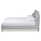 Adelie Modern Glam Light Grey Velvet Fabric Upholstered Walnut Brown Finished Wood King Size Wingback Platform Bed FredCo