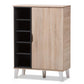 Adelina Mid-Century Modern 1-door Oak and Grey Wood Shoe Cabinet FredCo