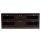 Adelino 63 Inches Dark Brown Wood TV Cabinet with 4 Glass Doors and 2 Drawers FredCo