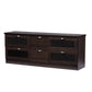 Adelino 63 Inches Dark Brown Wood TV Cabinet with 4 Glass Doors and 2 Drawers FredCo