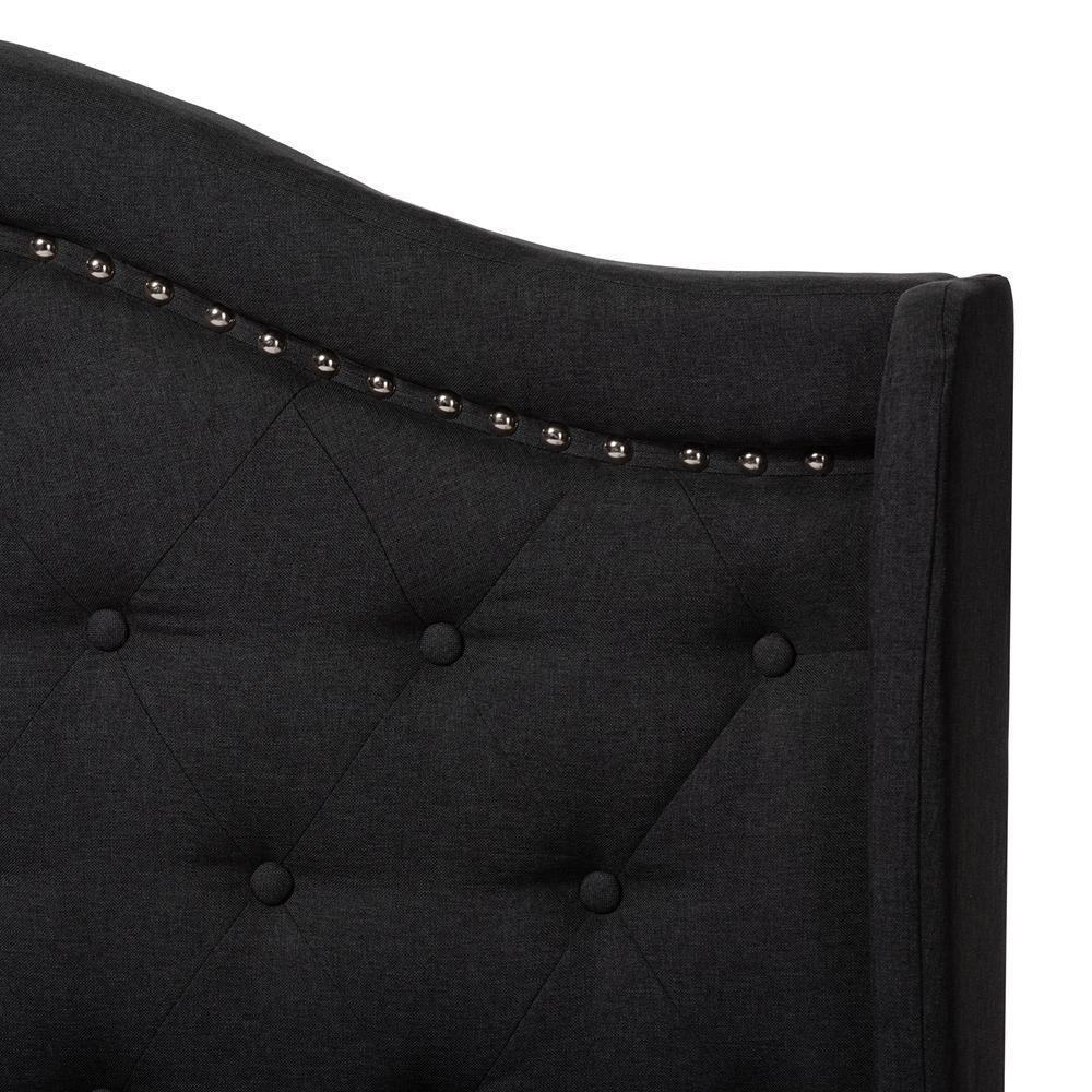 Aden Modern and Contemporary Charcoal Grey Fabric Upholstered Queen Size Bed FredCo