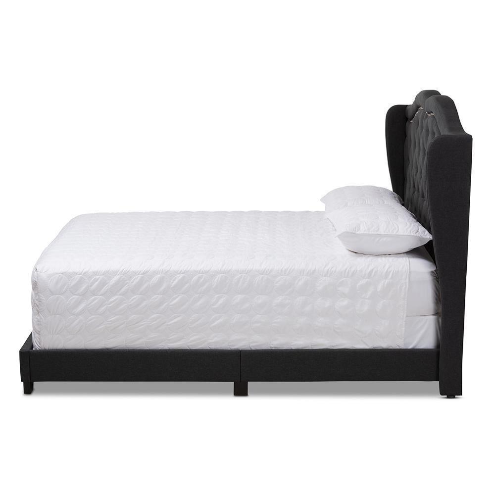 Aden Modern and Contemporary Charcoal Grey Fabric Upholstered Queen Size Bed FredCo