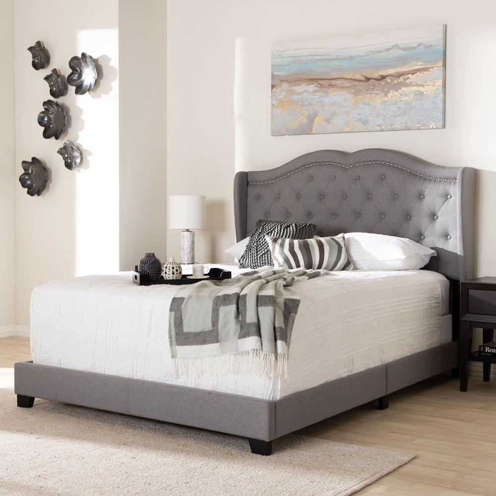 Aden Modern and Contemporary Grey Fabric Upholstered Full Size Bed FredCo