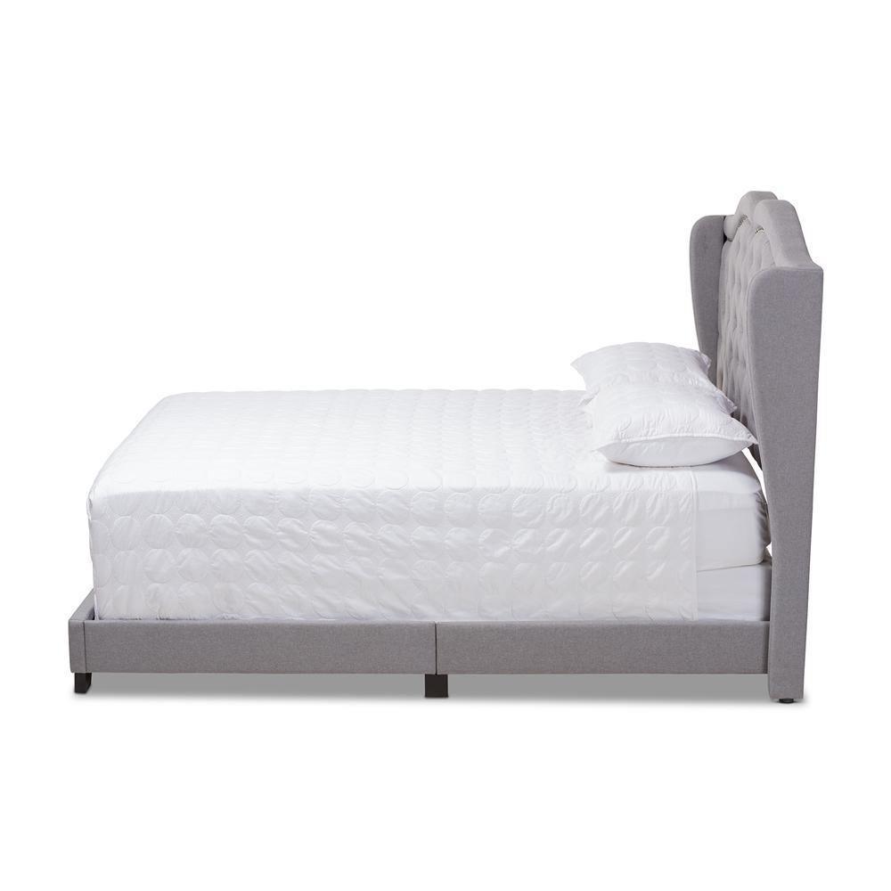 Aden Modern and Contemporary Grey Fabric Upholstered Full Size Bed FredCo