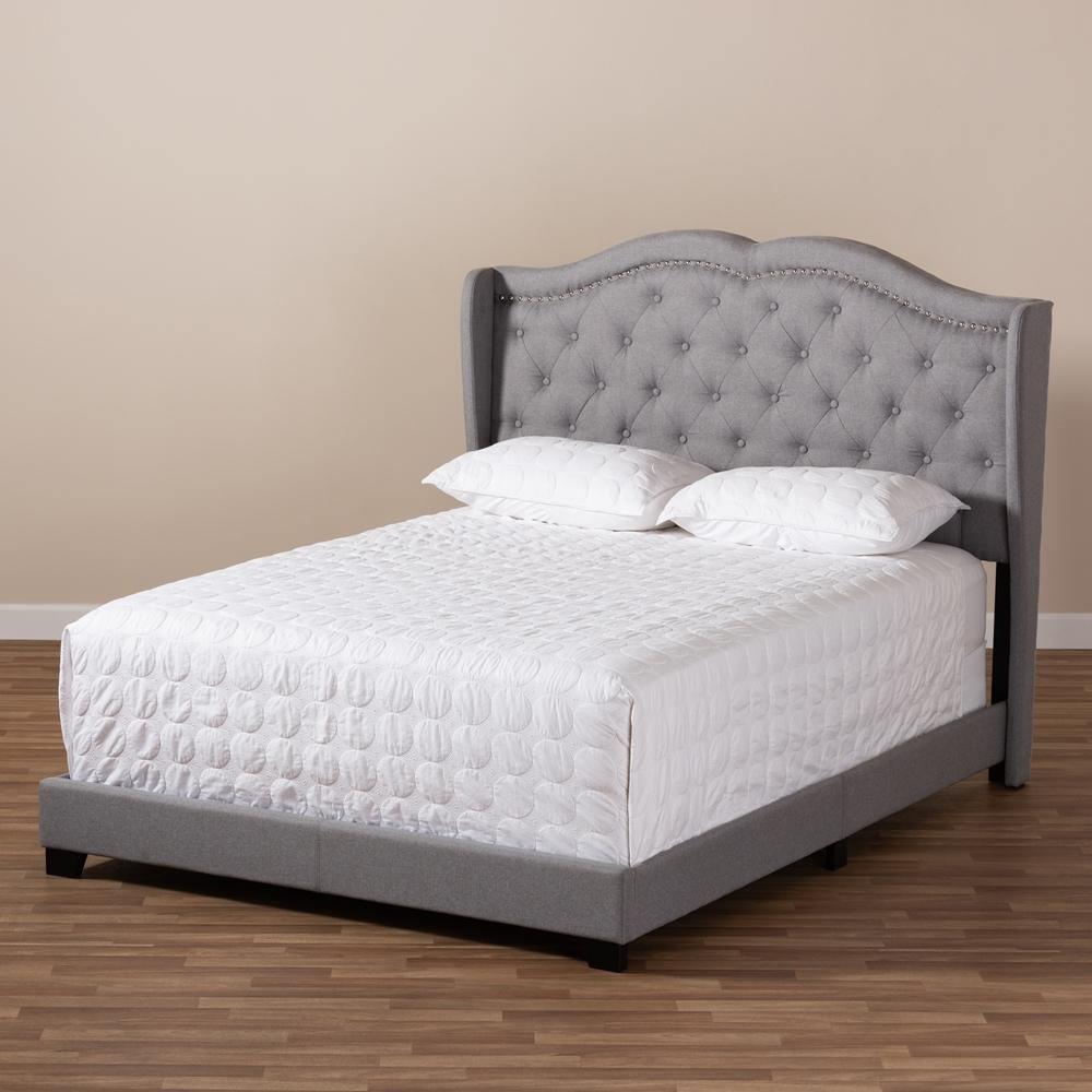 Aden Modern and Contemporary Grey Fabric Upholstered Full Size Bed FredCo