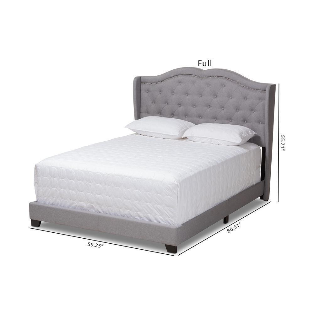 Aden Modern and Contemporary Grey Fabric Upholstered Full Size Bed FredCo