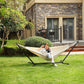 Adjustable-Height Outdoor Hammock with Stand Beige FredCo