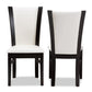 Adley Modern and Contemporary Dark Brown Finished White Faux Leather Dining Chair Set of 2 FredCo