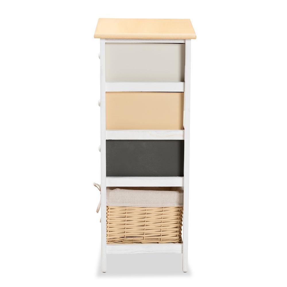 Adonis Mid-Century Modern Transitional Multi-Colored Wood 3-Drawer Storage Unit with Basket FredCo