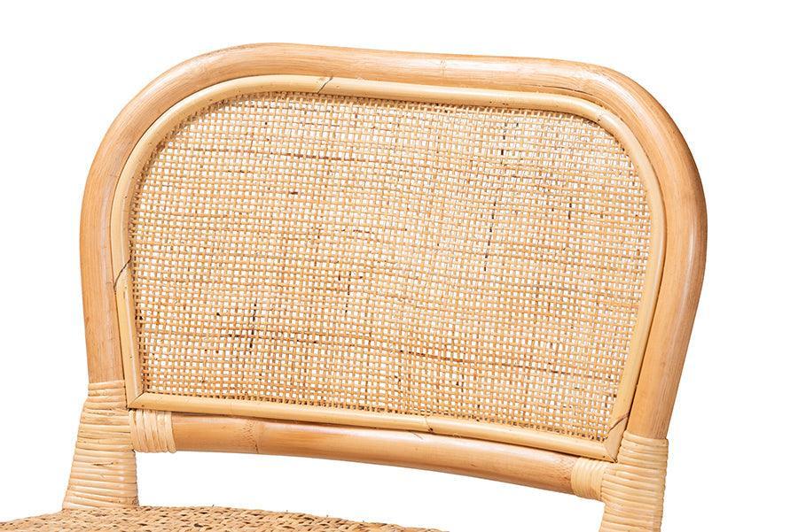 Adrena Modern Bohemian Natural Brown Rattan Bar Stool FredCo