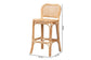 Adrena Modern Bohemian Natural Brown Rattan Bar Stool FredCo