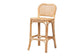 Adrena Modern Bohemian Natural Brown Rattan Bar Stool FredCo