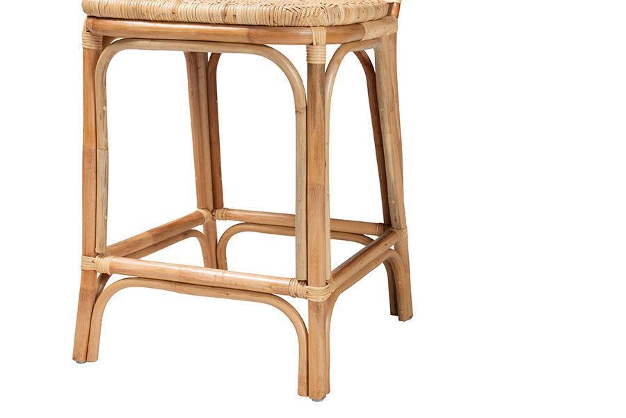 Adrena Modern Bohemian Natural Brown Rattan Counter Stool FredCo