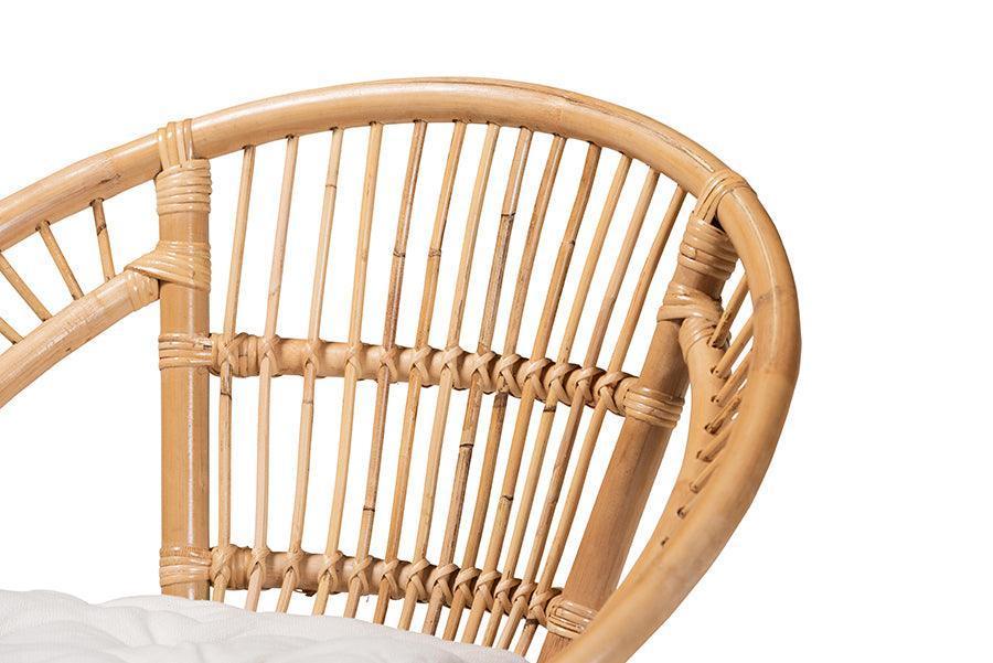 Adrina Modern Bohemian Natural Brown Rattan Dining Chair FredCo