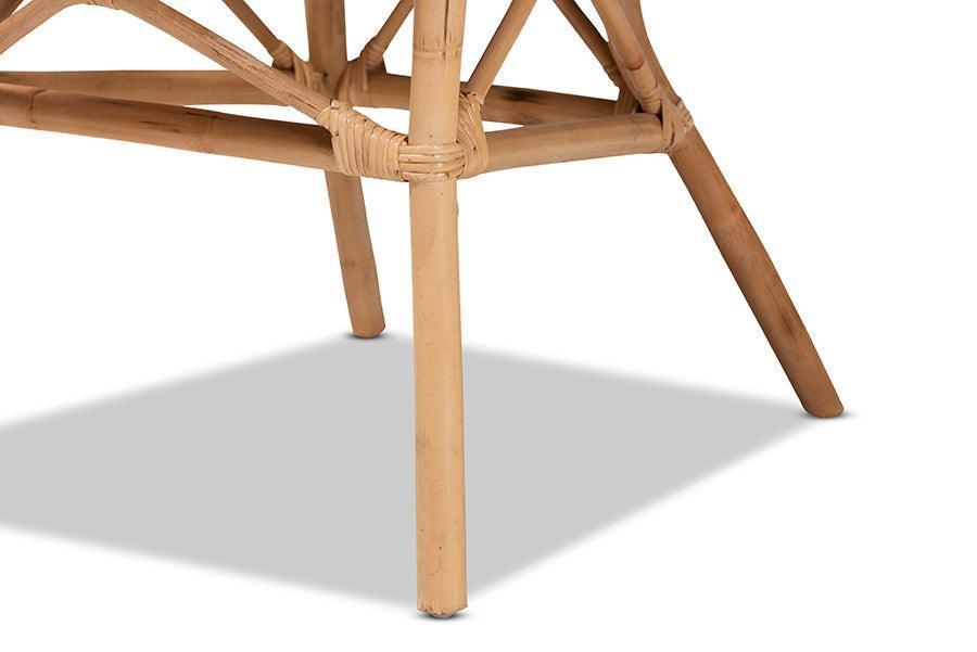 Adrina Modern Bohemian Natural Brown Rattan Dining Chair FredCo