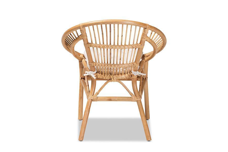 Adrina Modern Bohemian Natural Brown Rattan Dining Chair FredCo