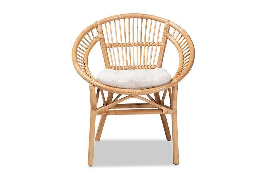 Adrina Modern Bohemian Natural Brown Rattan Dining Chair FredCo
