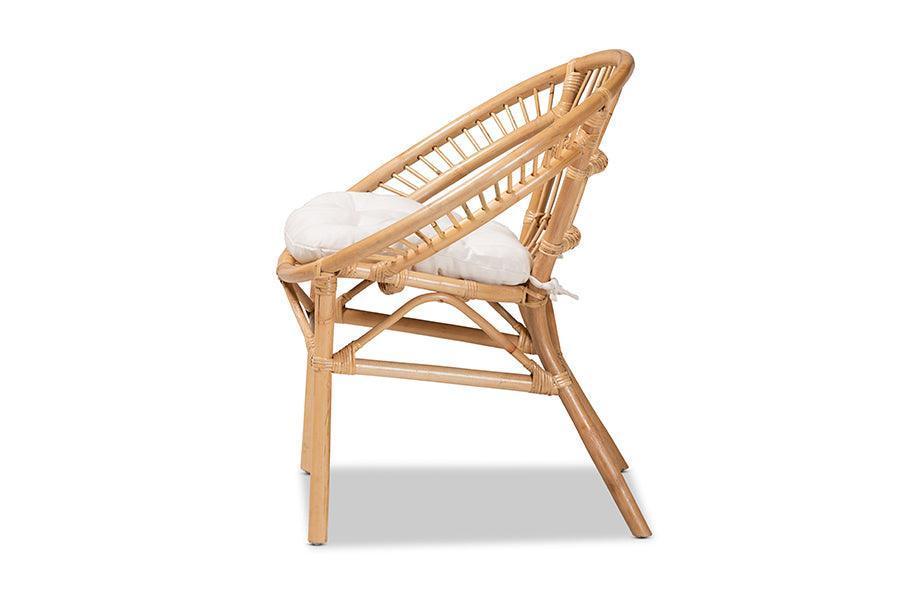 Adrina Modern Bohemian Natural Brown Rattan Dining Chair FredCo