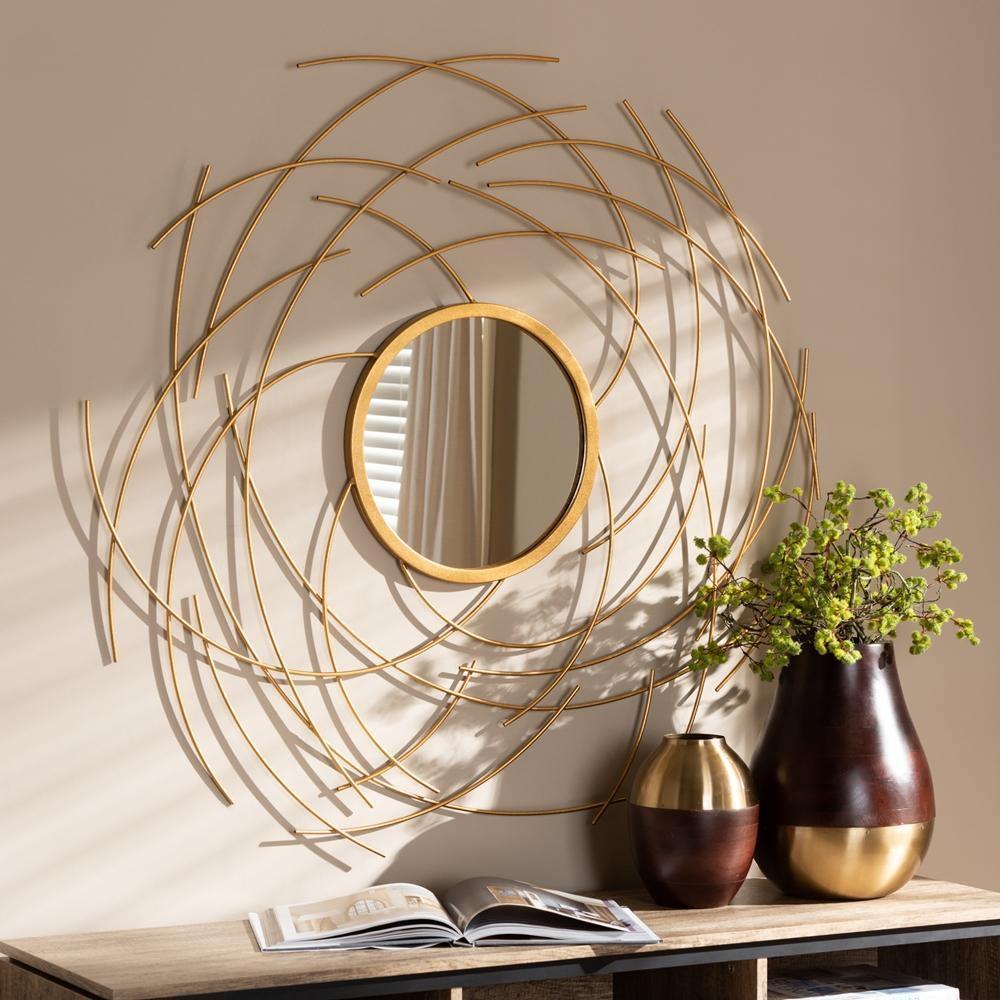 Aelius Modern and Contemporary Gold Finished Accent Wall Mirror FredCo