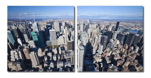 Aerial Manhattan Mounted Photography Print Diptych FredCo