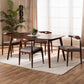 Aeron Mid-Century Modern Light Gray Fabric Upholstered Walnut Finished Wood 5-Piece Dining Set FredCo
