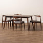 Aeron Mid-Century Modern Light Gray Fabric Upholstered Walnut Finished Wood 5-Piece Dining Set FredCo