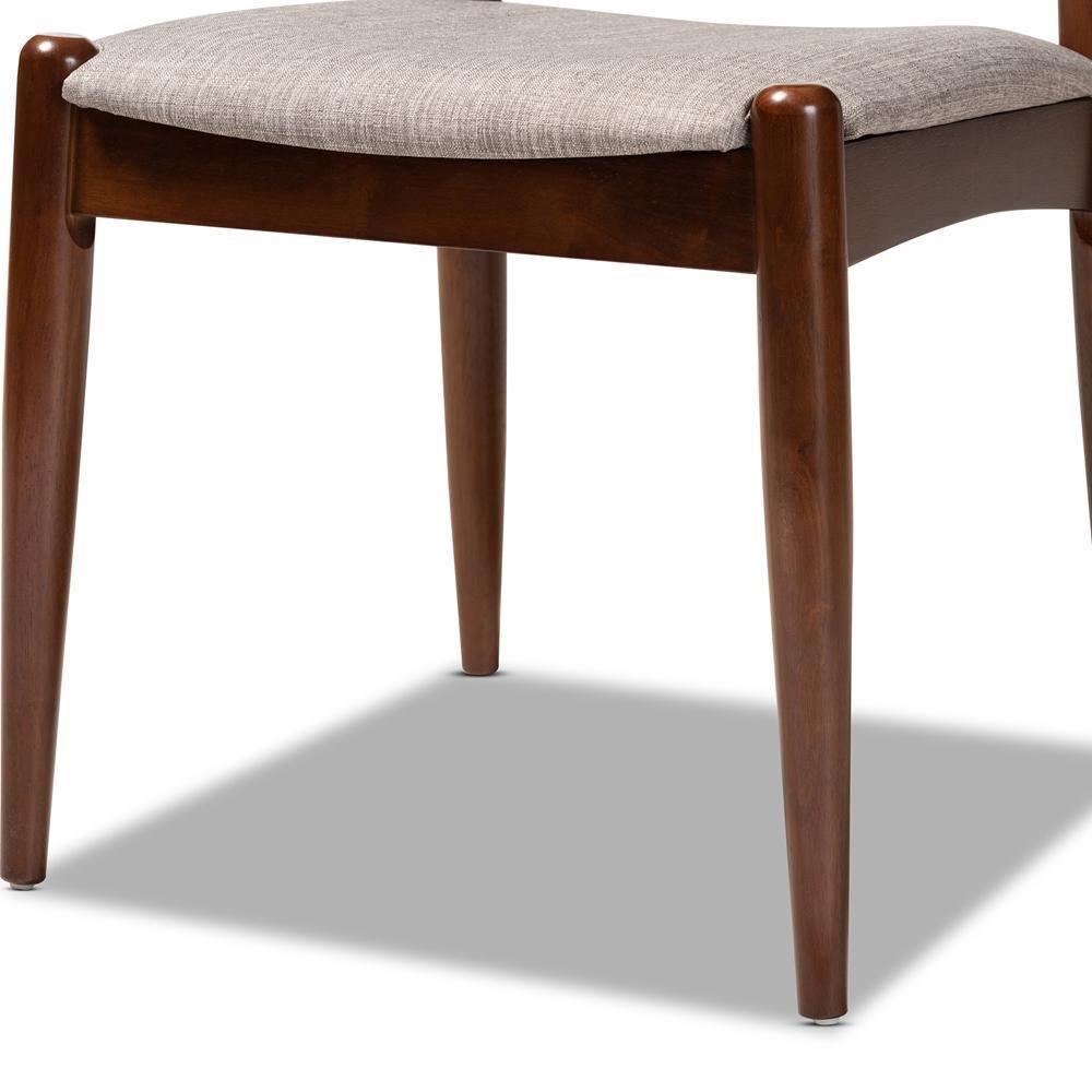 Aeron Mid-Century Modern Light Gray Fabric Upholstered Walnut Finished Wood Dining Chair Set of 2 FredCo