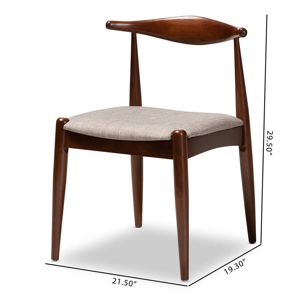 Aeron Mid-Century Modern Light Gray Fabric Upholstered Walnut Finished Wood Dining Chair Set of 2 FredCo