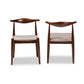 Aeron Mid-Century Modern Light Gray Fabric Upholstered Walnut Finished Wood Dining Chair Set of 2 FredCo
