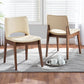 Afton Mid-Century Modern Beige Faux Leather Upholstered and Walnut Brown Finished Wood 2-Piece Dining Chair Set FredCo