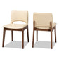 Afton Mid-Century Modern Beige Faux Leather Upholstered and Walnut Brown Finished Wood 2-Piece Dining Chair Set FredCo