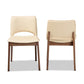 Afton Mid-Century Modern Beige Faux Leather Upholstered and Walnut Brown Finished Wood 2-Piece Dining Chair Set FredCo