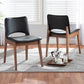 Afton Mid-Century Modern Black Faux Leather Upholstered and Walnut Brown Finished Wood 2-Piece Dining Chair Set FredCo