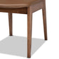 Afton Mid-Century Modern Brown Faux Leather Upholstered and Walnut Brown Finished Wood 2-Piece Dining Chair Set FredCo