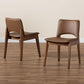 Afton Mid-Century Modern Brown Faux Leather Upholstered and Walnut Brown Finished Wood 2-Piece Dining Chair Set FredCo