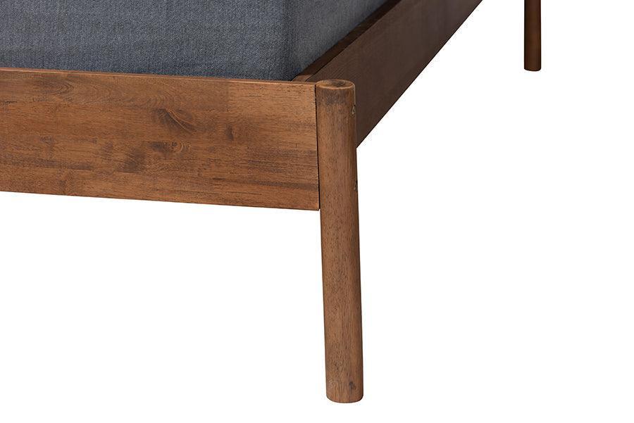 Agatis Mid-Century Modern Ash Walnut Finished Wood Queen Size Bed Frame FredCo
