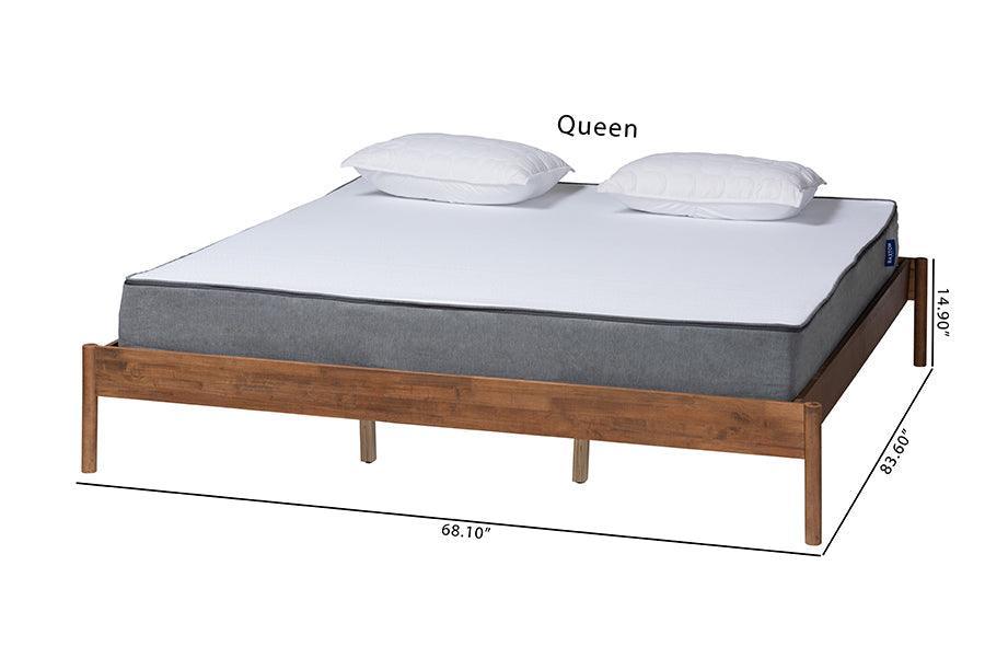 Agatis Mid-Century Modern Ash Walnut Finished Wood Queen Size Bed Frame FredCo