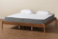 Agatis Mid-Century Modern Ash Walnut Finished Wood Queen Size Bed Frame FredCo