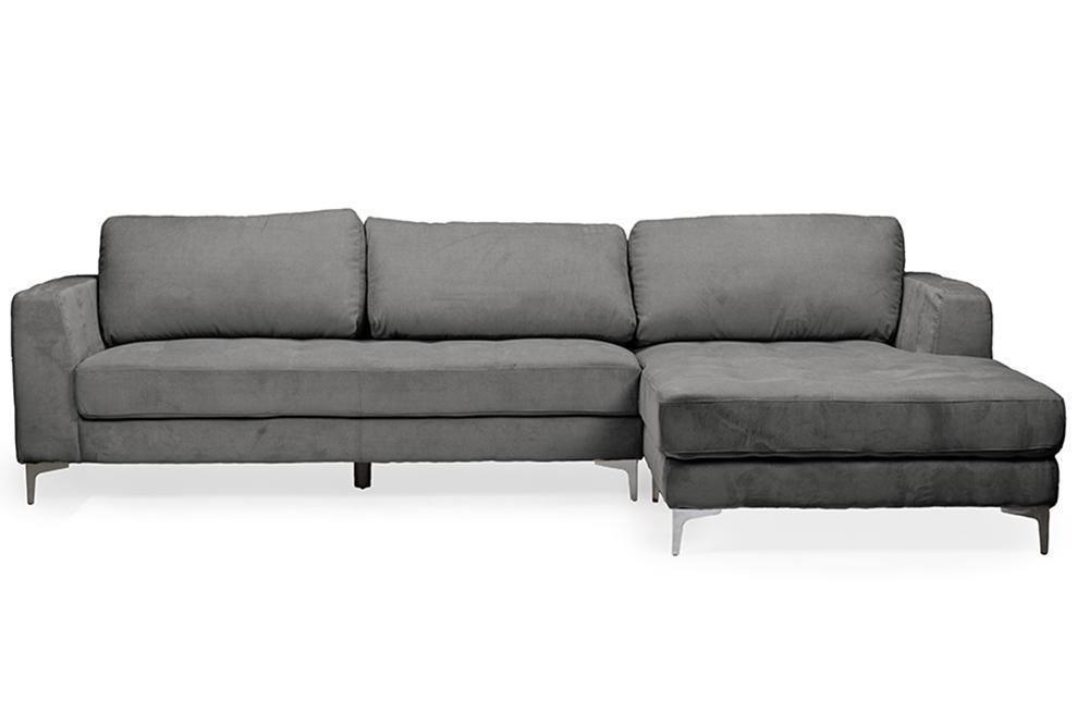 Agnew Contemporary Grey Microfiber Right Facing Sectional Sofa FredCo