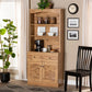 AGNI Modern and oak brown Finished Wood Buffett And Hutch Kitchen Cabinet FredCo