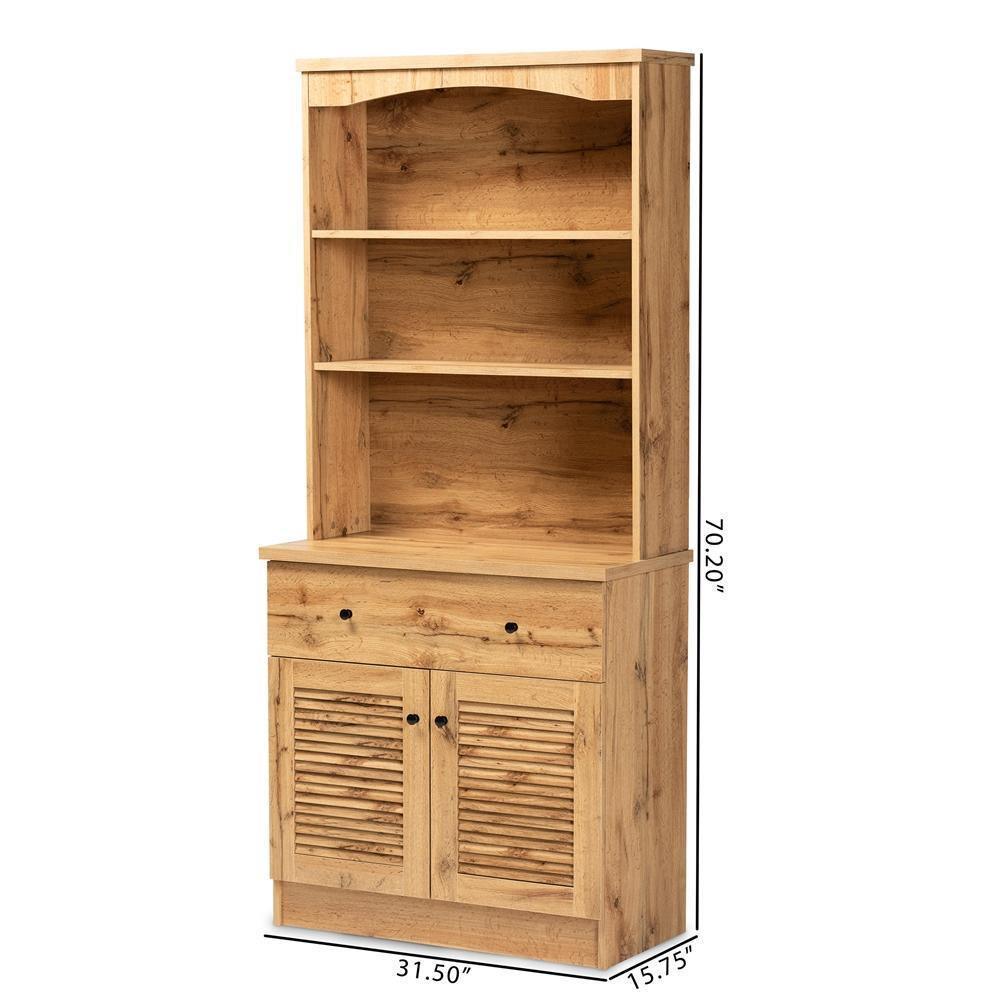 AGNI Modern and oak brown Finished Wood Buffett And Hutch Kitchen Cabinet FredCo