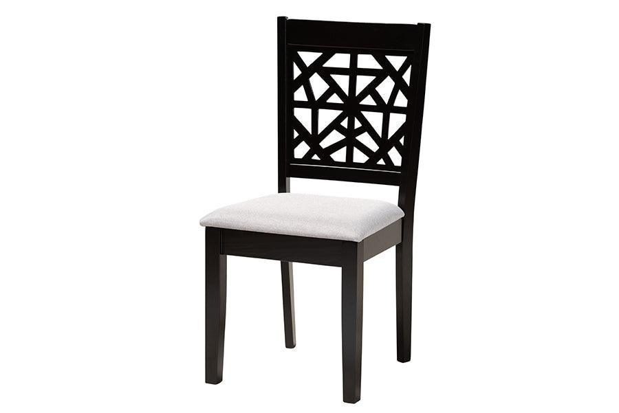 Aiden Modern Grey Fabric and Dark Brown Finished Wood 5-Piece Dining Set FredCo