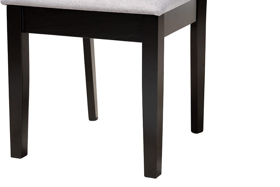 Aiden Modern Grey Fabric and Dark Brown Finished Wood 5-Piece Dining Set FredCo