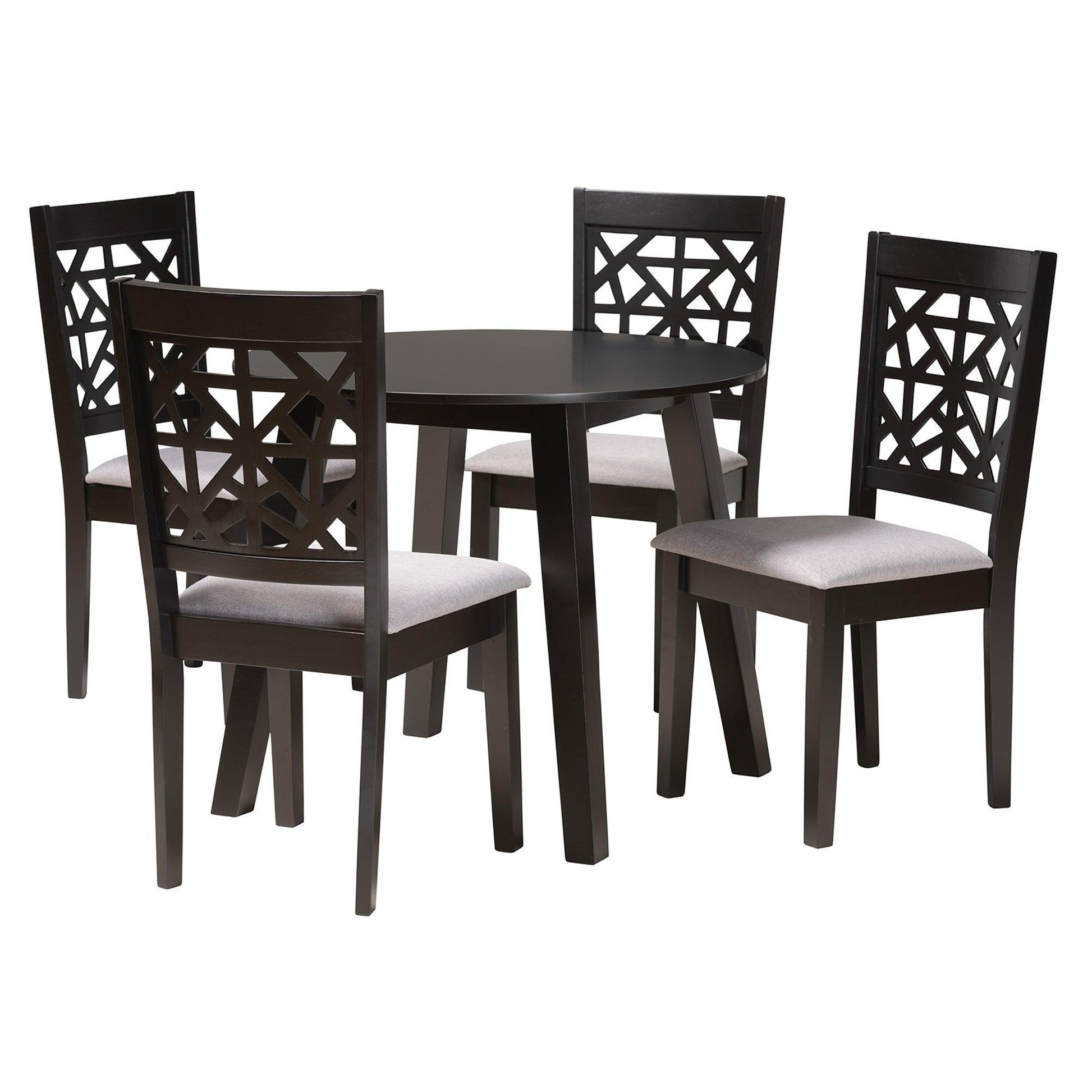 Aiden Modern Grey Fabric and Dark Brown Finished Wood 5-Piece Dining Set FredCo