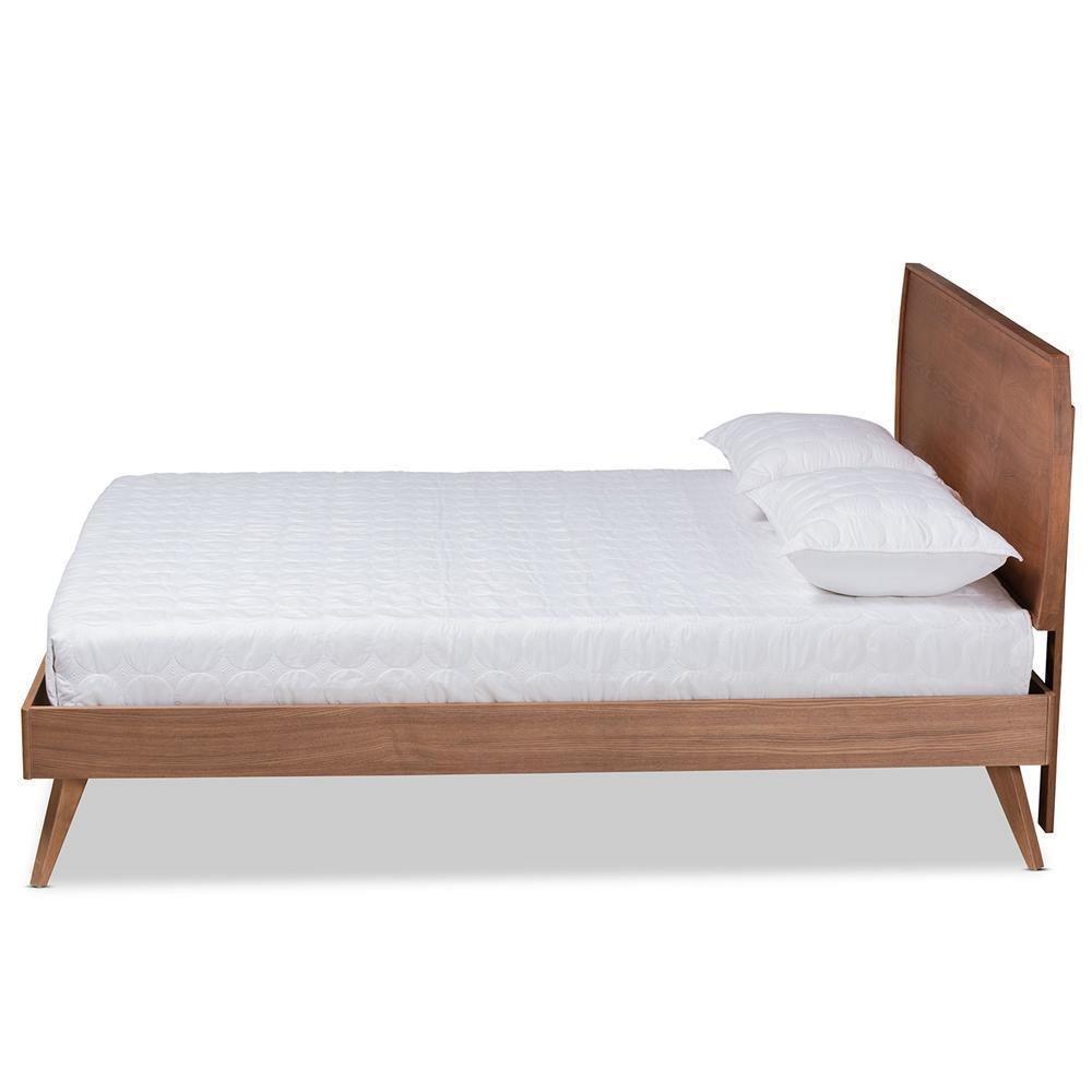 Aimi Mid-Century Modern Walnut Brown Finished Wood Full Size Platform Bed FredCo