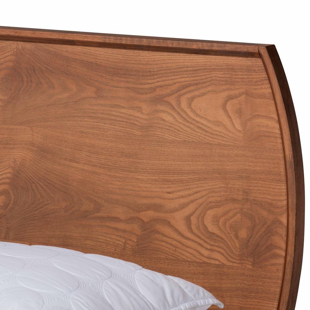 Aimi Mid-Century Modern Walnut Brown Finished Wood King Size Platform Bed FredCo