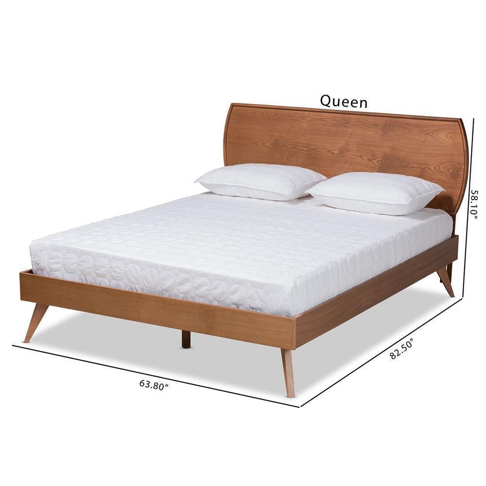 Aimi Mid-Century Modern Walnut Brown Finished Wood King Size Platform Bed FredCo