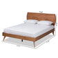Aimi Mid-Century Modern Walnut Brown Finished Wood Queen Size Platform Bed FredCo