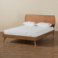 Aimi Mid-Century Modern Walnut Brown Finished Wood Queen Size Platform Bed FredCo