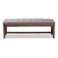 Ainsley Modern and Contemporary Grey Fabric Upholstered Walnut Finished Solid Rubberwood Bench FredCo